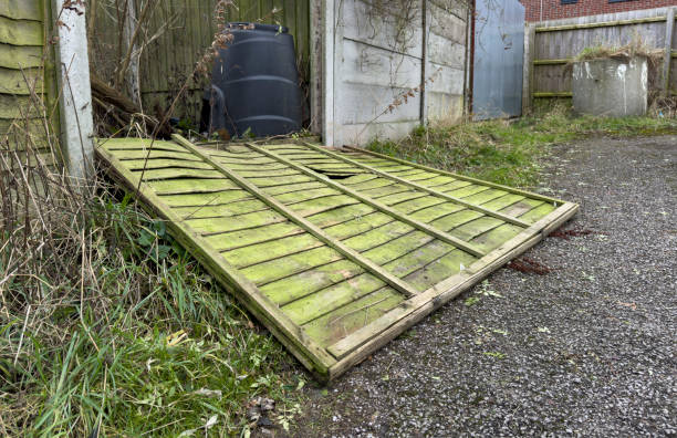 Fallen wooden fence panel due to high winds,storm damage