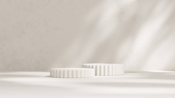 istock A 3D rendering of an empty space with podium against a light grey background in a landscape layout, ideal for showcasing merchandise. 2190360800