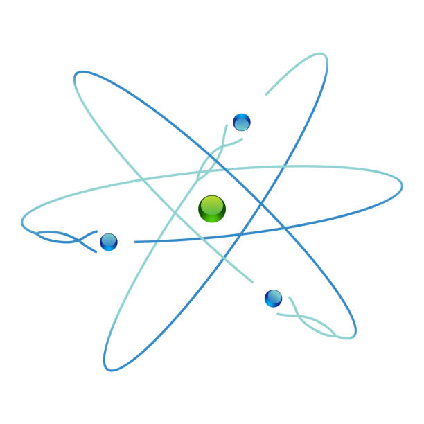 istock Atom symbols of nuclear energy icon. Scientific research and molecular chemistry. Vector atomic structure with orbital electrons nucleus, protons and neutrons 2190363277