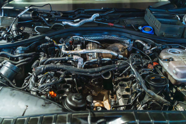 istock Car engine being repaired in a modern auto repair shop 2190363441