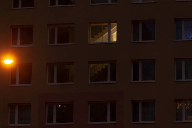 istock A multiwindowed building shines brightly with illumination at night 2190363844