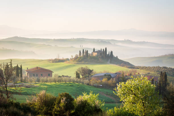 istock Rolling hills of Tuscany at sunrise 2190367170