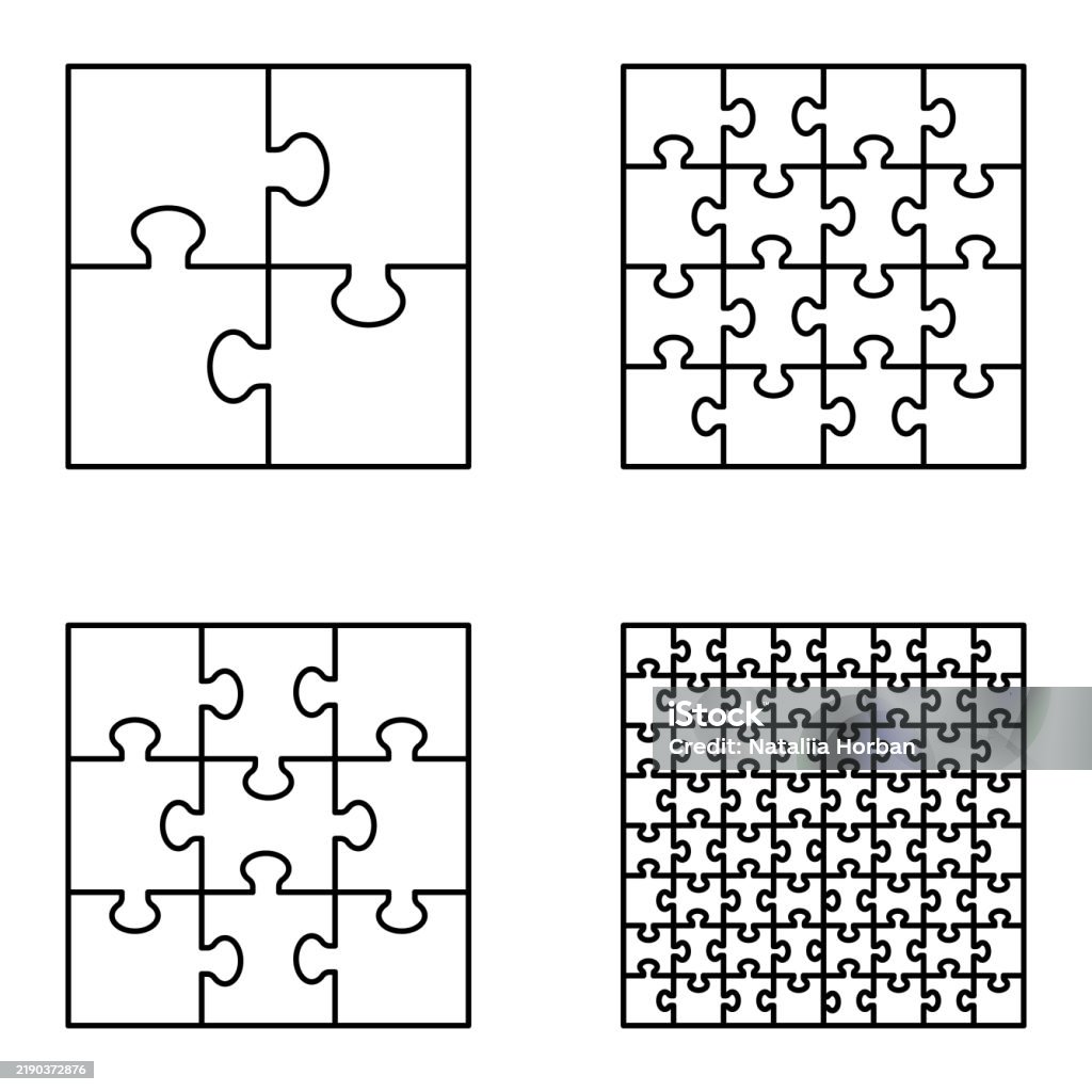 Puzzle Grid Example Puzzles Grid Blank Templategame With Details Vector Illustration Stock ...