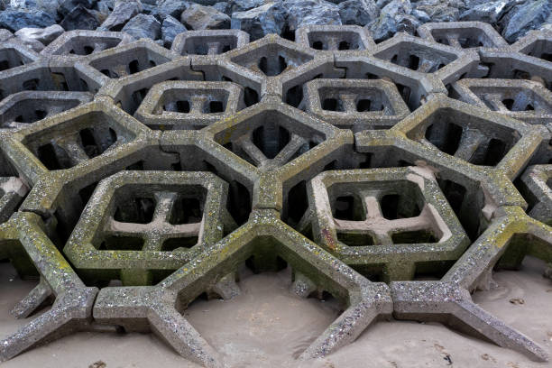istock Concrete breakwater architecture on sandy beach, New Brighton, Wirral, Merseyside, England, Britain 2190377811