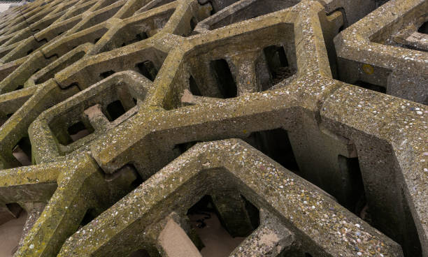 istock Concrete breakwater architecture on sandy beach, New Brighton, Wirral, Merseyside, England, Britain 2190377827