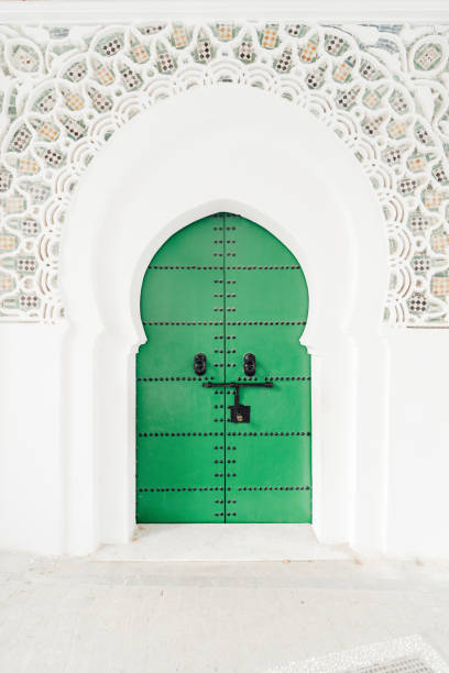 Blue door in Chefchaouen, Morocco, Africa.