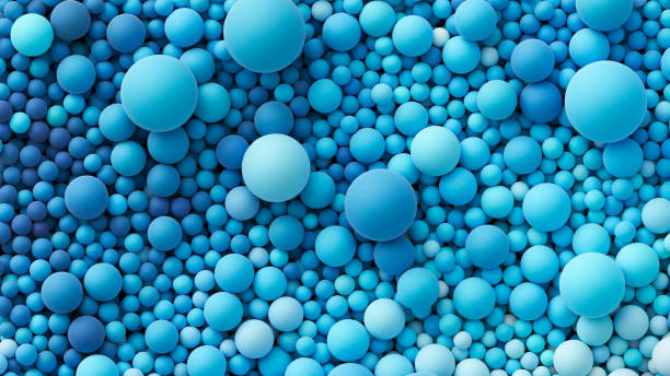 istock Background with many ocean blue bright color random soft spheres. Huge pile of blue smooth gradient balls in various sizes. Colorful balloons decoration of a children's festival. Vector background 2190380928
