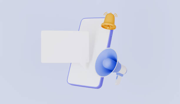 istock Smartphone and message empty copy space for promotion, mobile phone with Megaphone and speech bubble, bell notification 2190381292