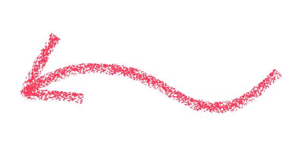 istock Hand drawn simple arrow drawn with wax crayon, chalk or charcoal. Uneven dry texture for underlining highlighting. Pencil drawn lines, strikethrough, grungy vector isolated on white 2190381719