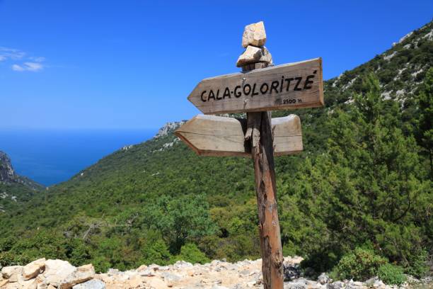 istock Hiking trail sign in Sardinia, Italy 2190381976