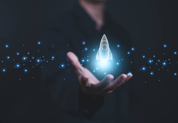 istock Startup business start-up with technology background as a rocket image conveying the idea of ​​launching a well-planned new business. 2190382207