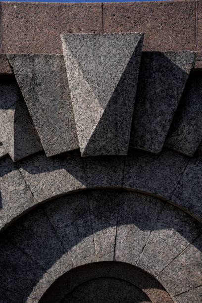 istock Close-up of geometric granite architectural detail on stone structure 2190389551