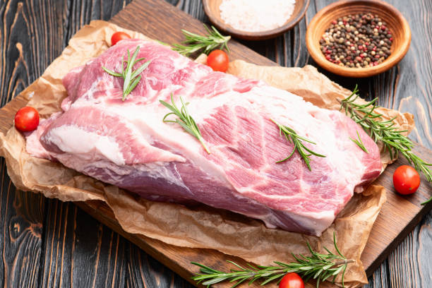 istock Neck of raw pork meat . Top view 2190398116