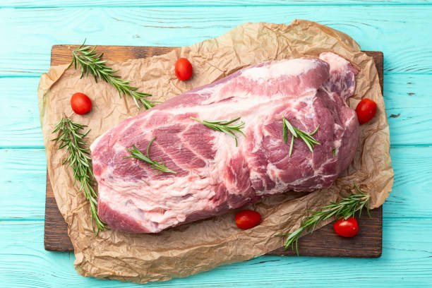istock Neck of raw pork meat . Top view 2190398121