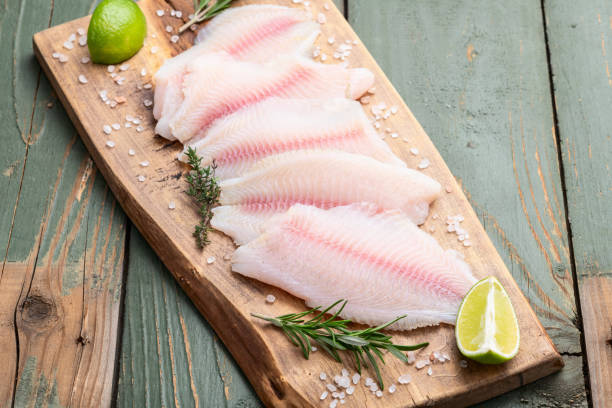istock Raw tilapia fillet photography . Top view 2190398178