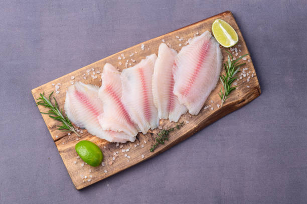 istock Raw tilapia fillet photography . Top view 2190398186