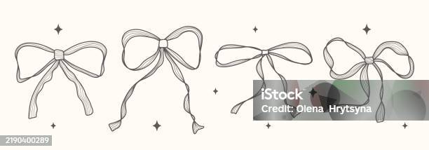 Ruffle Ribbon Drawing Ruffle Hand Drawn Bow Set With Ribbons Stock Illustration - Download ...