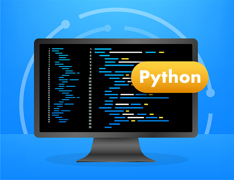 Python Programming Language Code On Computer Screen Stock Illustration ...