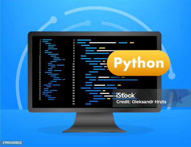 Python Programming Language Code On Computer Screen向量圖形及更多Python - 程式語言 ...
