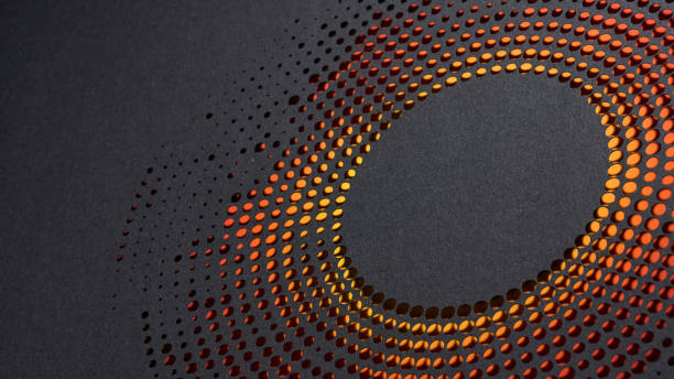 istock Cut paper artwork with fiery red and orange dot patterns forming a circular design on a dark background. 2190410560