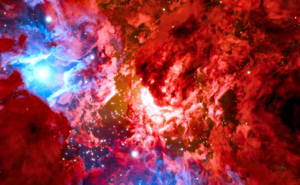 istock Abstract nebula in space, red glowing gas cloud. 2190412078