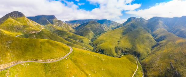 The Outeniqua Mountain Pass near George. George is the second largest city in the Western Cape province situated on the eastern coastline from the Outeniqua Mountain range.