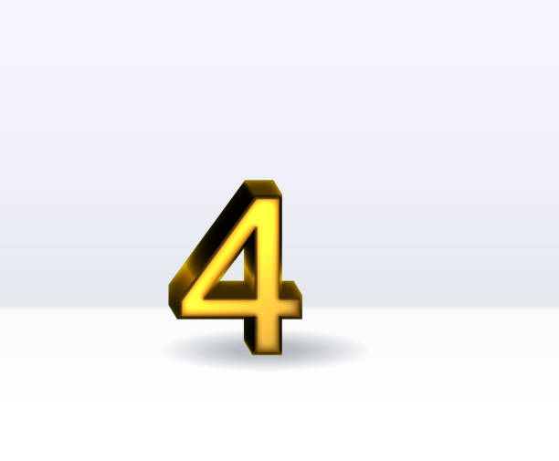 istock 3D illustration of golden number 4 isolated on white background with shadow. 2190414305