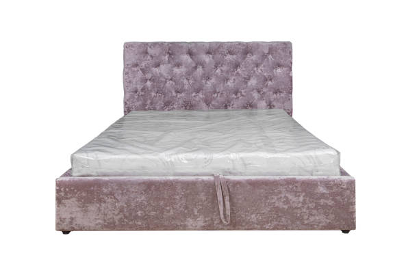 istock Double bed with soft headboard. Cushioned furniture. 2190422842