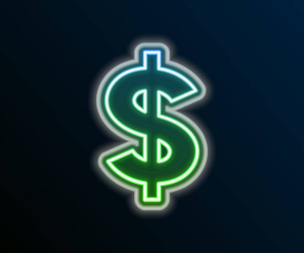 istock Glowing neon line Dollar symbol icon isolated on black background. Cash and money, wealth, payment symbol. Casino gambling. Colorful outline concept. Vector 2190429535