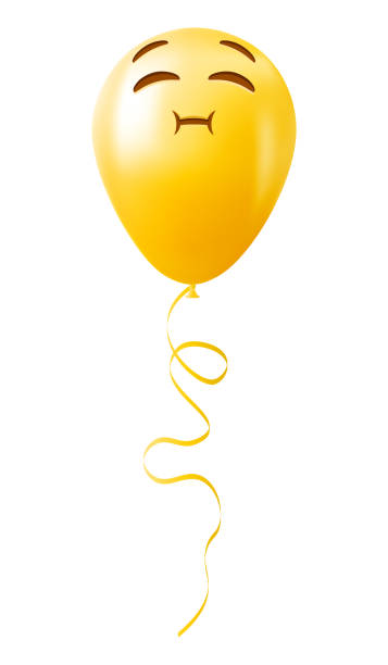 istock Emoji balloon with chewing face Yellow emoji smile 2190435792