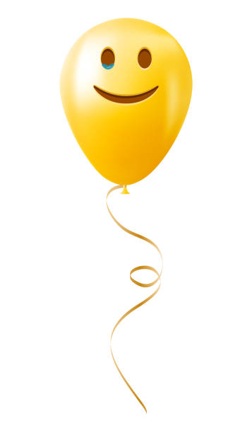 istock Emoji balloon with happy face with tears Yellow emoji smile 2190435967