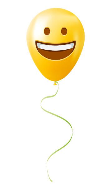 istock Emoji balloon with grinning face Yellow emoji smile 2190436256