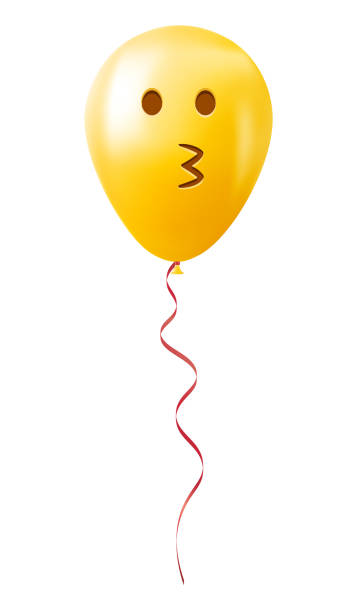 istock Emoji balloon with kissing face Yellow emoji smile 2190436285