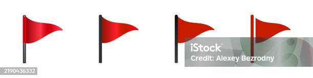 Diffrent Red Flags Four Red Flags In Different Styles On White Background Stock ...