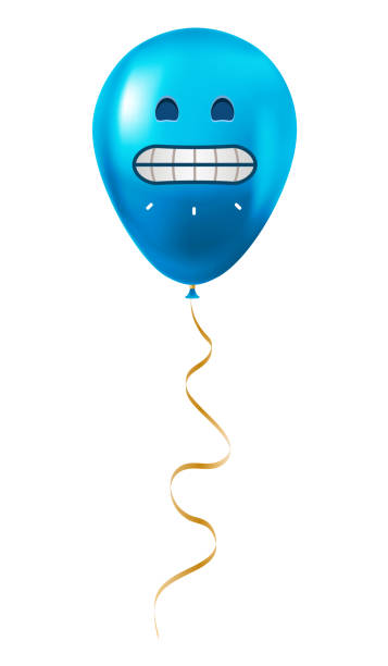 istock Emoji balloon with freezing face Blue emoji smile 2190436378