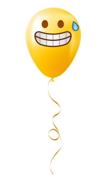 istock Emoji balloon with grimace on the face Yellow emoji smile 2190436392
