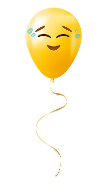 istock Emoji balloon with happy face with tears Yellow emoji smile 2190436439