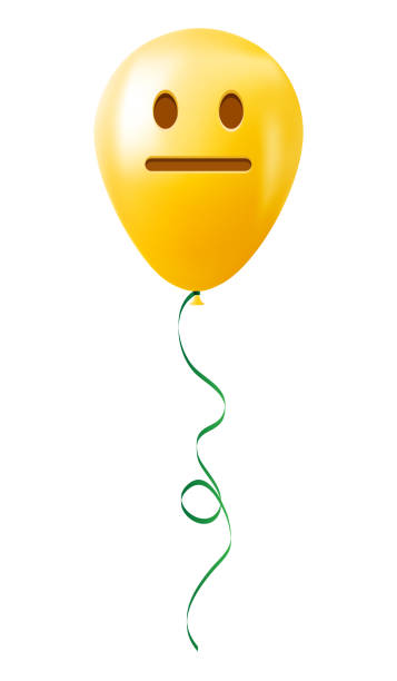 istock Emoji balloon with neutral expression face Yellow emoji smile 2190436492