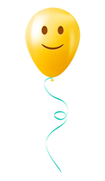 istock Emoji balloon with slightly smiling face Yellow emoji smile 2190436665