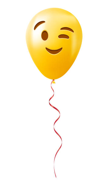 istock Emoji balloon with winking face Yellow emoji smile 2190436762