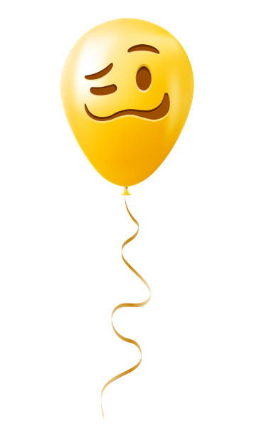 istock Emoji balloon with woozy face Yellow emoji smile 2190436820