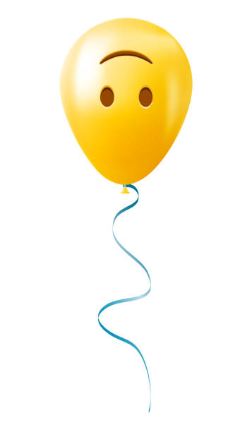 istock Emoji balloon with upside down face Yellow emoji smile 2190436921