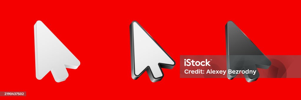 Three Computer Mouse Cursors In Different Colors Stock Illustration ...
