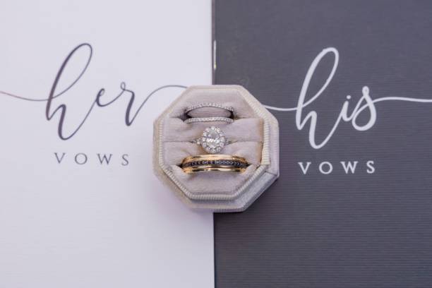 istock Elegant wedding rings with vows 2190441782
