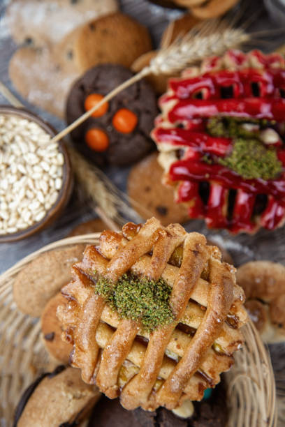 istock Crunchy delicious and sugary Caramel and Raspberry Tart 2190445056