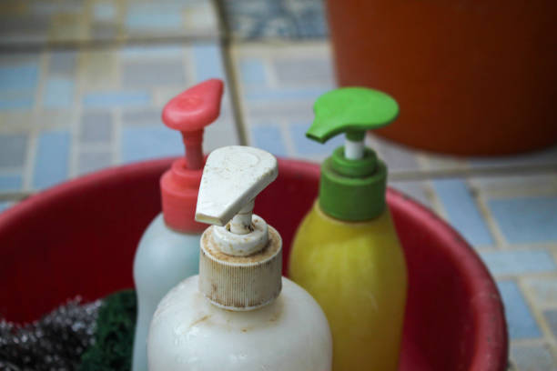 close up of pump bottles containing various types of soap