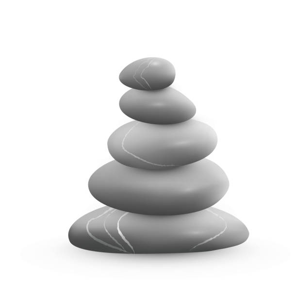 istock Stone balance tower vector illustration for meditation, spa, relax. Gray stones pyramid. Abstract stacked grey pebbles isolated on transparent background 2190458704