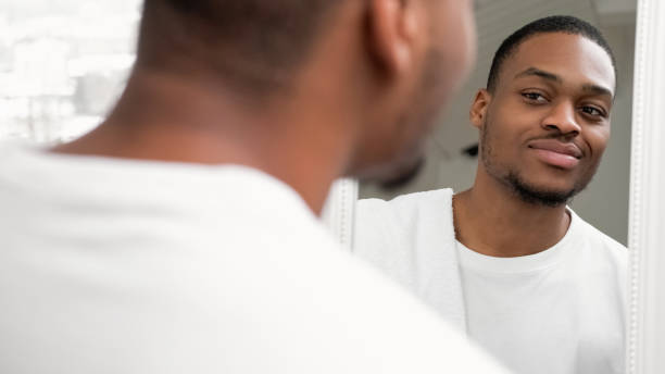 istock Man care skin routine morning hygiene face skin 2190458760