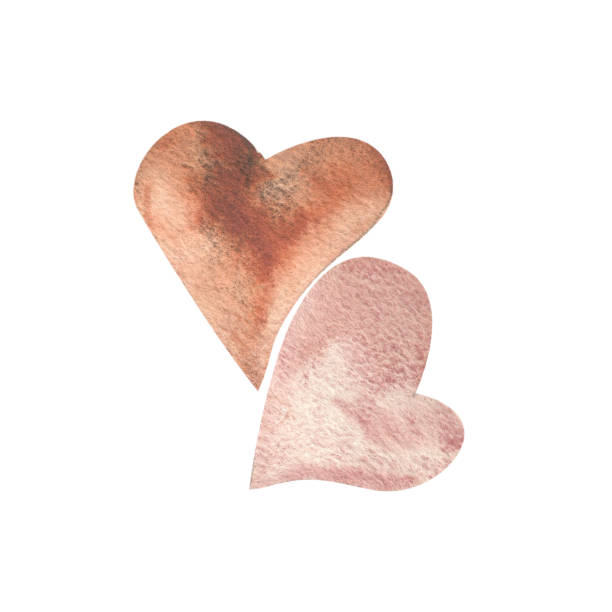 istock Valentine's day hearts watercolor illustration. Hand drawn isolated elements in neutral brown and beige colors composition for festive card, 14 February poster, invitation design 2190459188