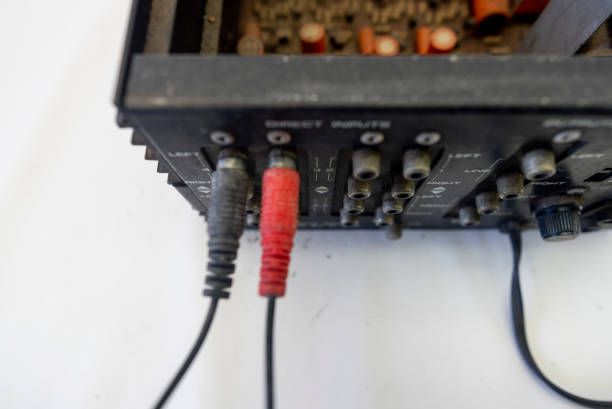 Detailed close-up view of a panel displaying a complex array of wiring and circuits, showcasing the intricacies of electronic configurations.